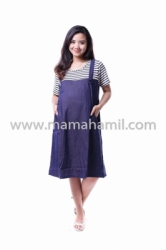 baju hamil dress overall katun denim kaos salur abu tua  DRO 732 1  large
